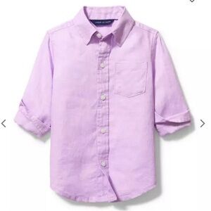 Janie and Jack Purple Button Down Shirt Classic Collared Long Sleeves